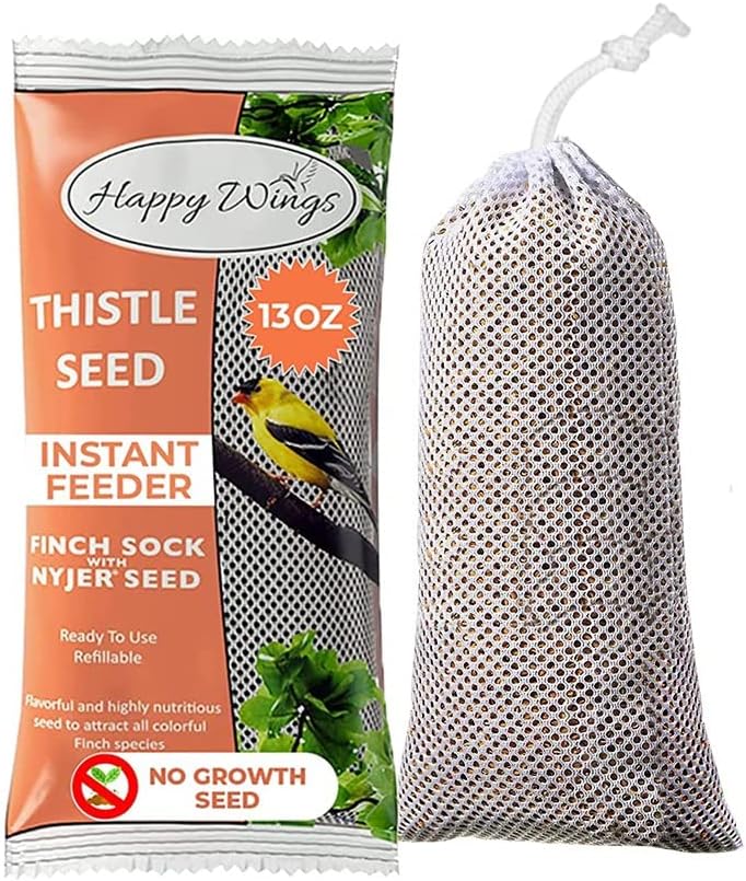 Nyjer/Thistle Seeds Wild Bird Food-13 Ounce | Prefilled Sock | No Grow Seed I Bird Seeds for Wild Birds