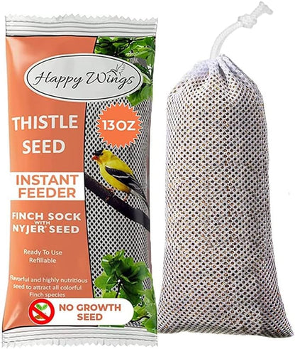Nyjer/Thistle Seeds Wild Bird Food-13 Ounce | Prefilled Sock | No Grow Seed I Bird Seeds for Wild Birds