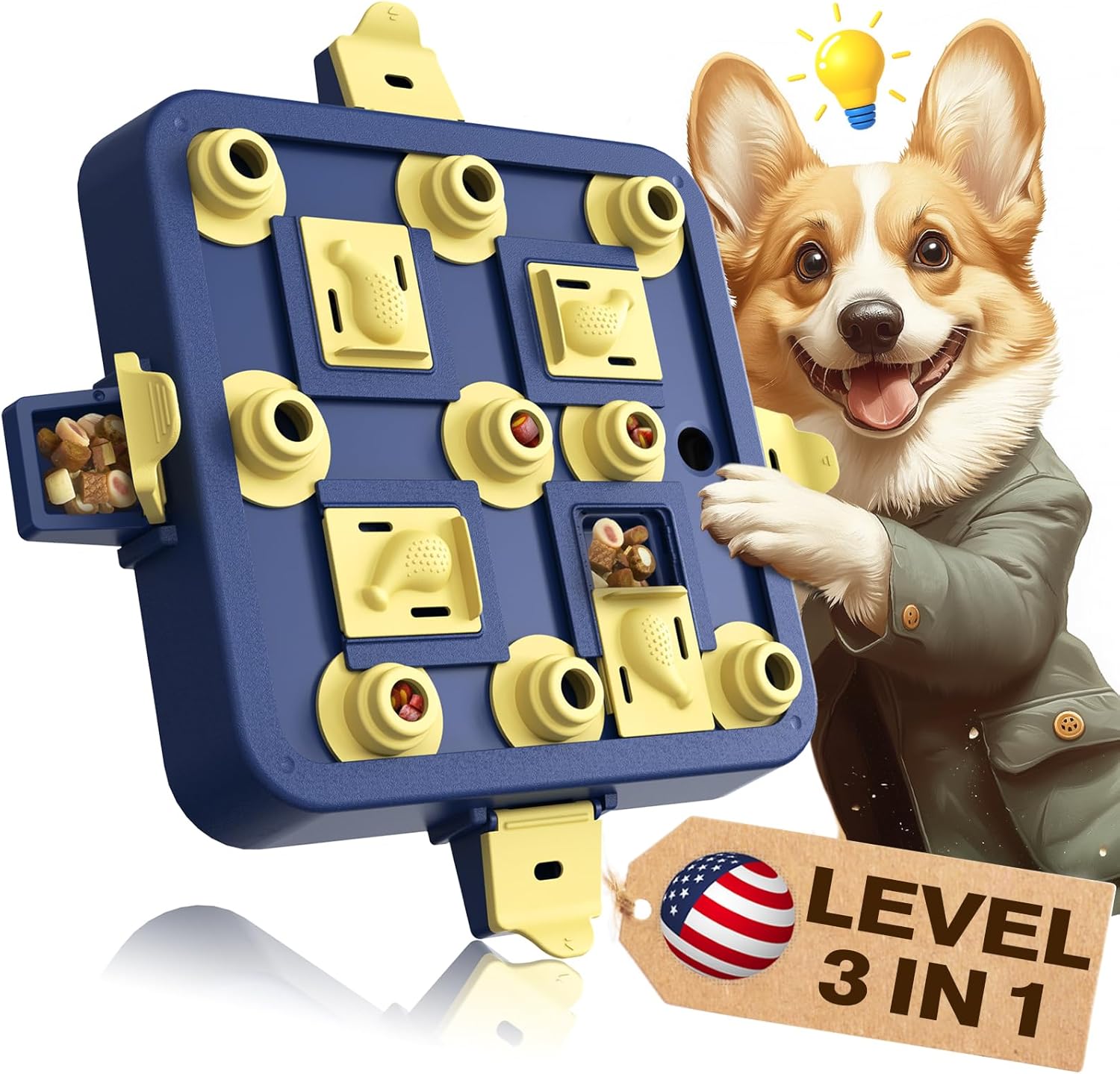 3 Levels of Challenge Dog Chess Puzzle Toy For Small/Medium/Large Smart Dogs Treat Puzzles Mental Stimulation Puppy Stimulating Enrichment Toys Interactive Food Brain Games