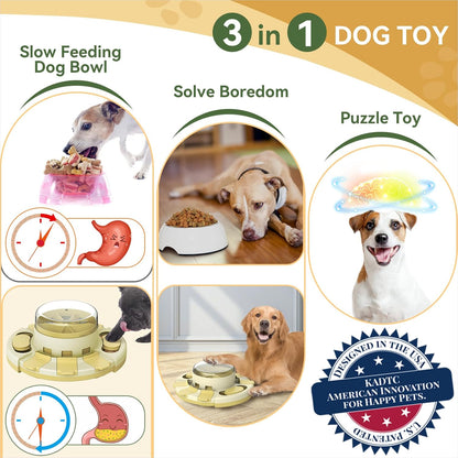 Dog Puzzle Toy Level 2 in 1 for Small/Medium/Large Dogs Treat Puzzles Slow Feeder/w Button Boredom Busters Keep Them Busy Enrichment Toys Food Dispenser Puppy Brain Mental Stimulation Mind Game