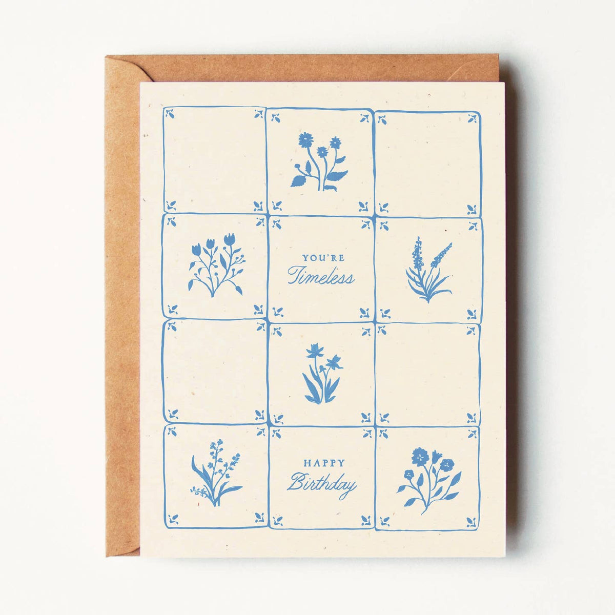 Floral Stripes Birthday Card