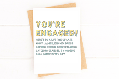 You're Engaged Here's to A Lifetime of Late Night Laughs