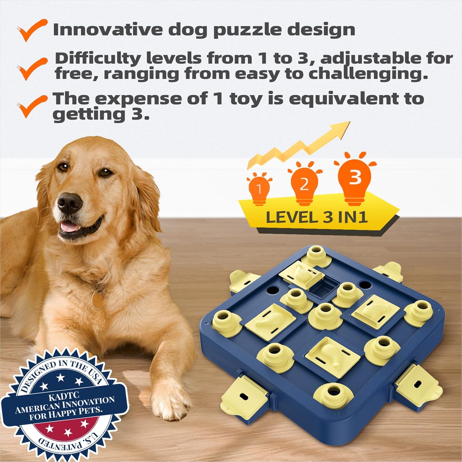 3 Levels of Challenge Dog Chess Puzzle Toy For Small/Medium/Large Smart Dogs Treat Puzzles Mental Stimulation Puppy Stimulating Enrichment Toys Interactive Food Brain Games