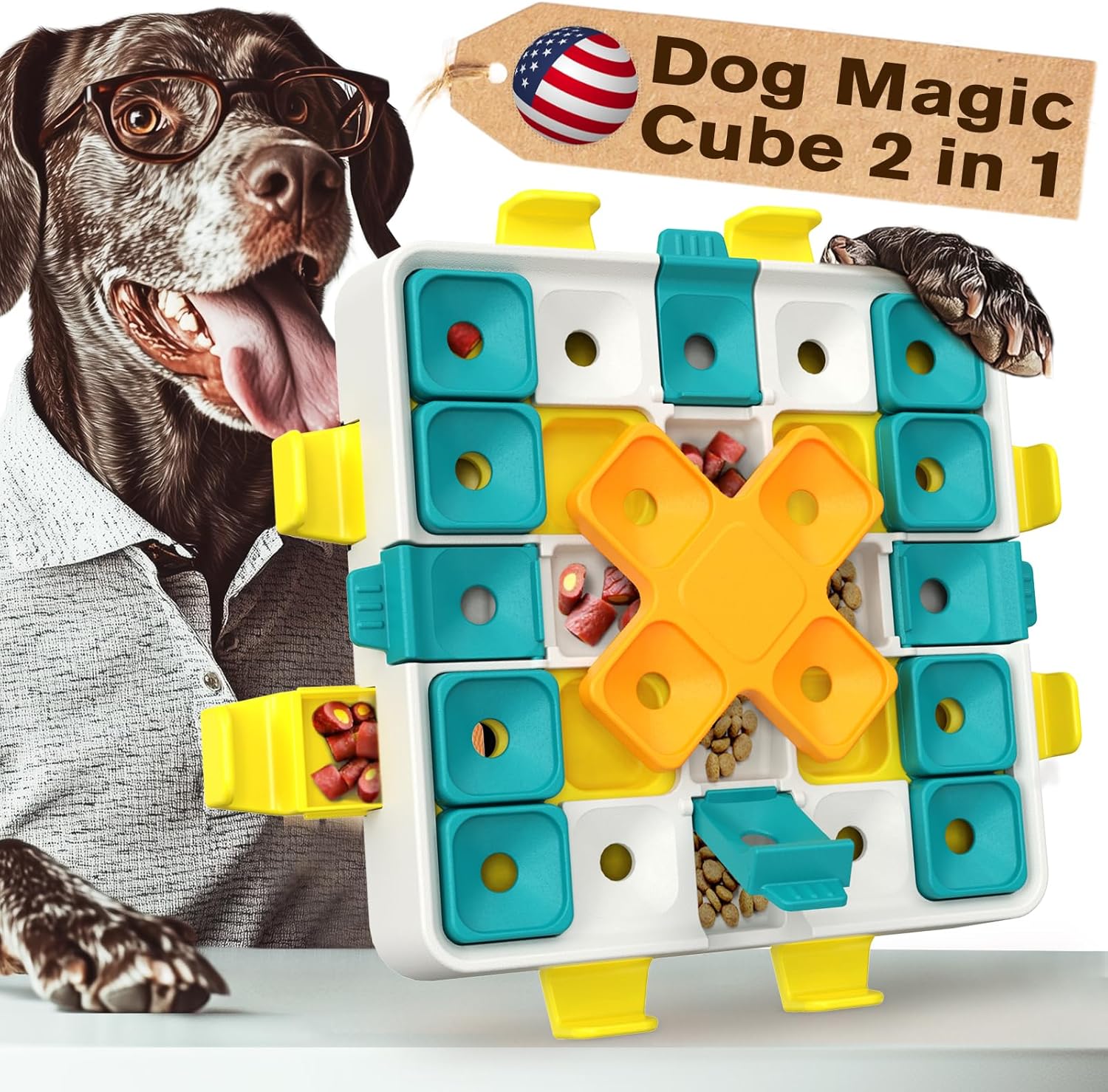 Level 2 in 1 Advanced Dog Puzzle Toy for Small/Medium/Large Smart Dogs Interactive Brain Stimulating Puppy Mental Stimulation Games Cognitive Training Intelligence Toys
