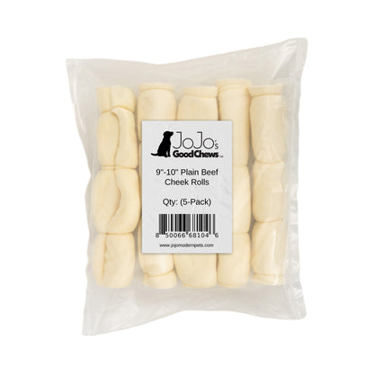 Plain Beef Cheek Rolls for Dogs – All-Natural, Long-Lasting Chews (5-Count)