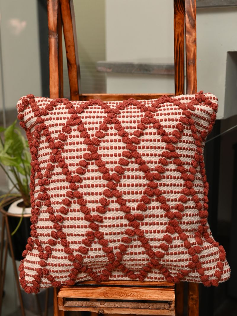 Handcrafted Cushion Cover in hues of Red