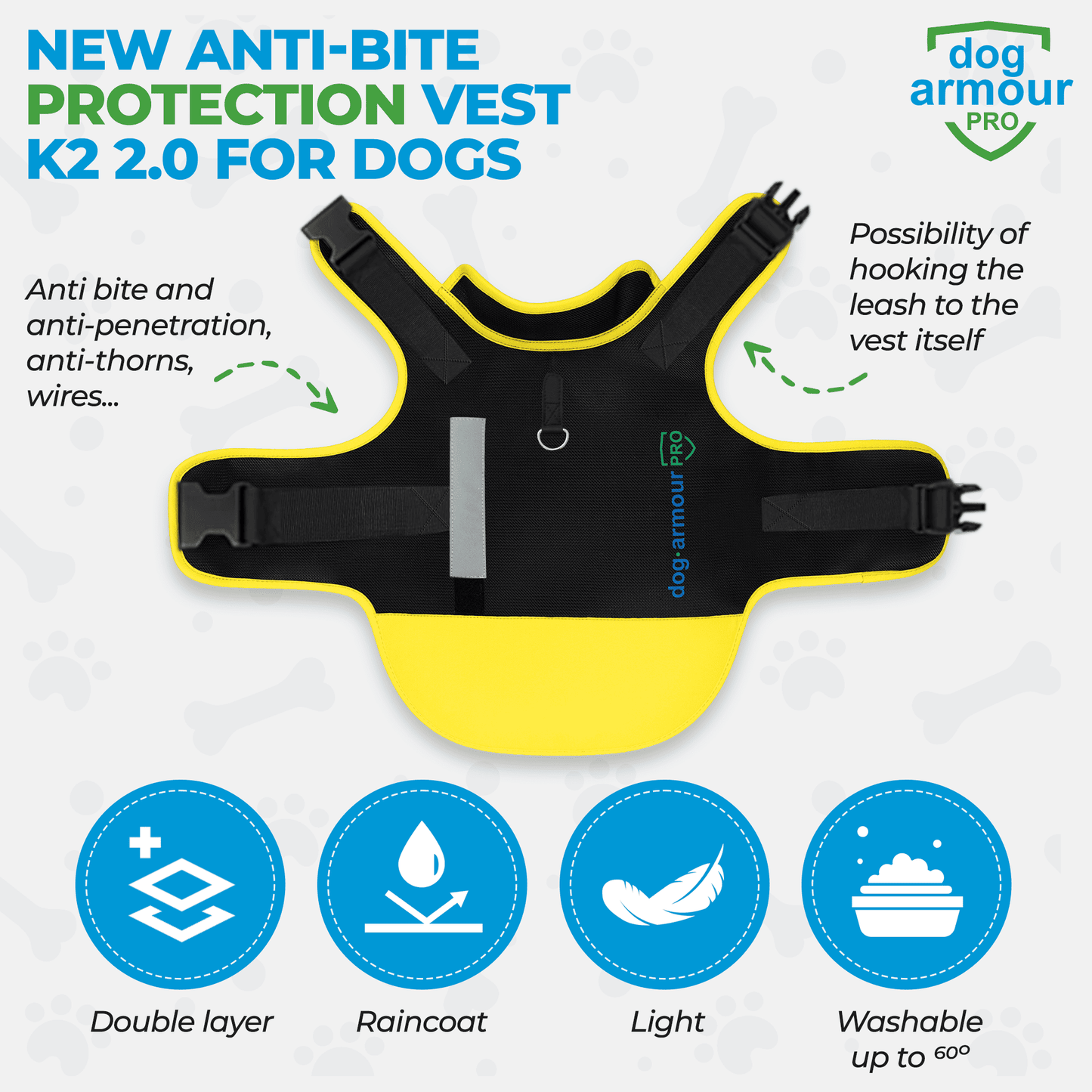 Anti-Bite Protection Vest for Dogs - Yellow
