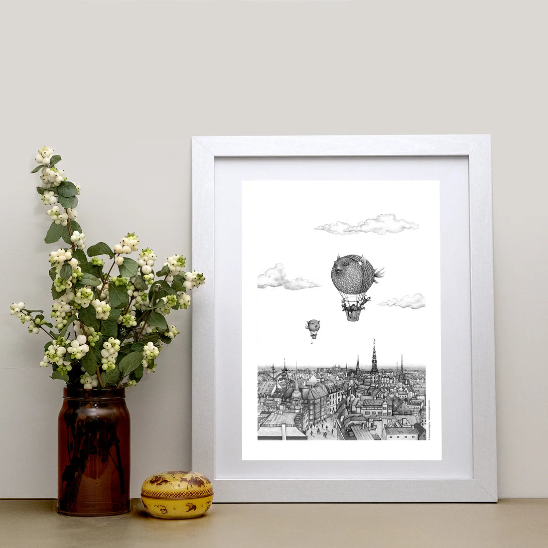 Balloon Fish over Copenhagen Fine Art Print