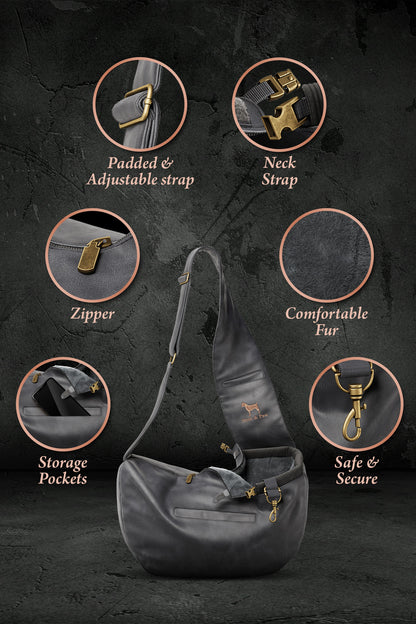 Vegan Leather Pet sling Carrier 3x Safety