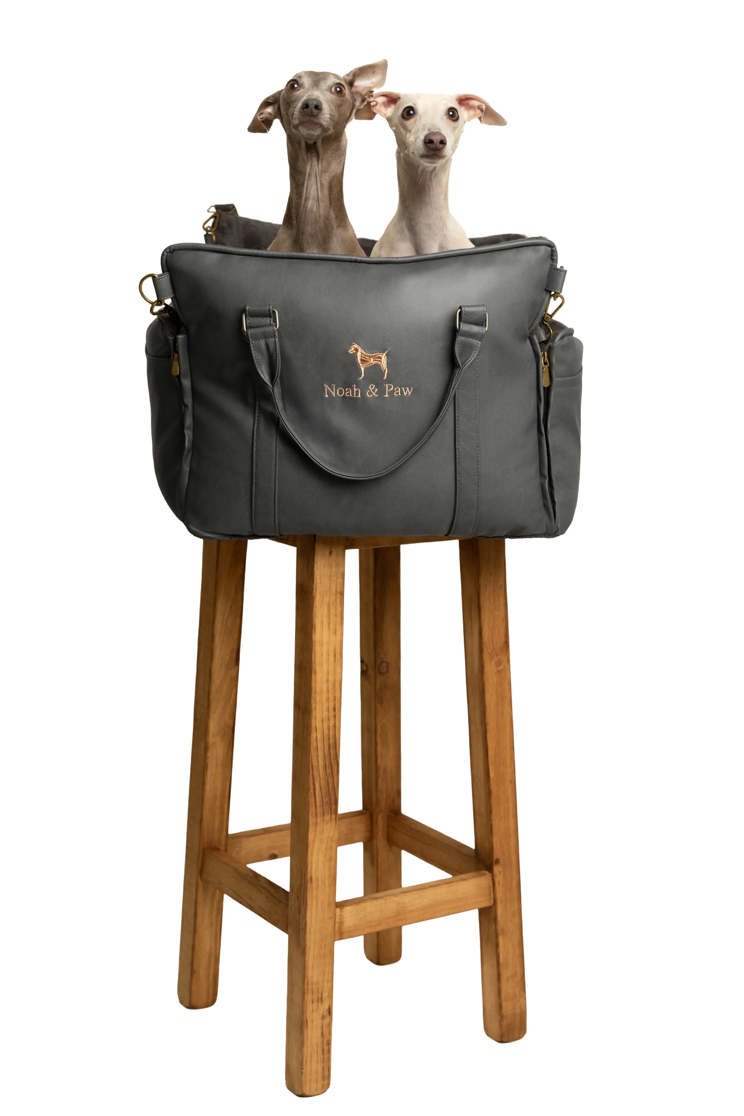 Dog Car Seat Carrier Orthopedic Crushed Foam, Black, Vegan Leather