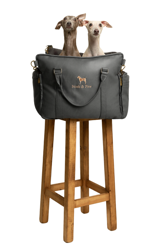 Dog Car Seat Carrier Orthopedic Crushed Foam, Black, Vegan Leather