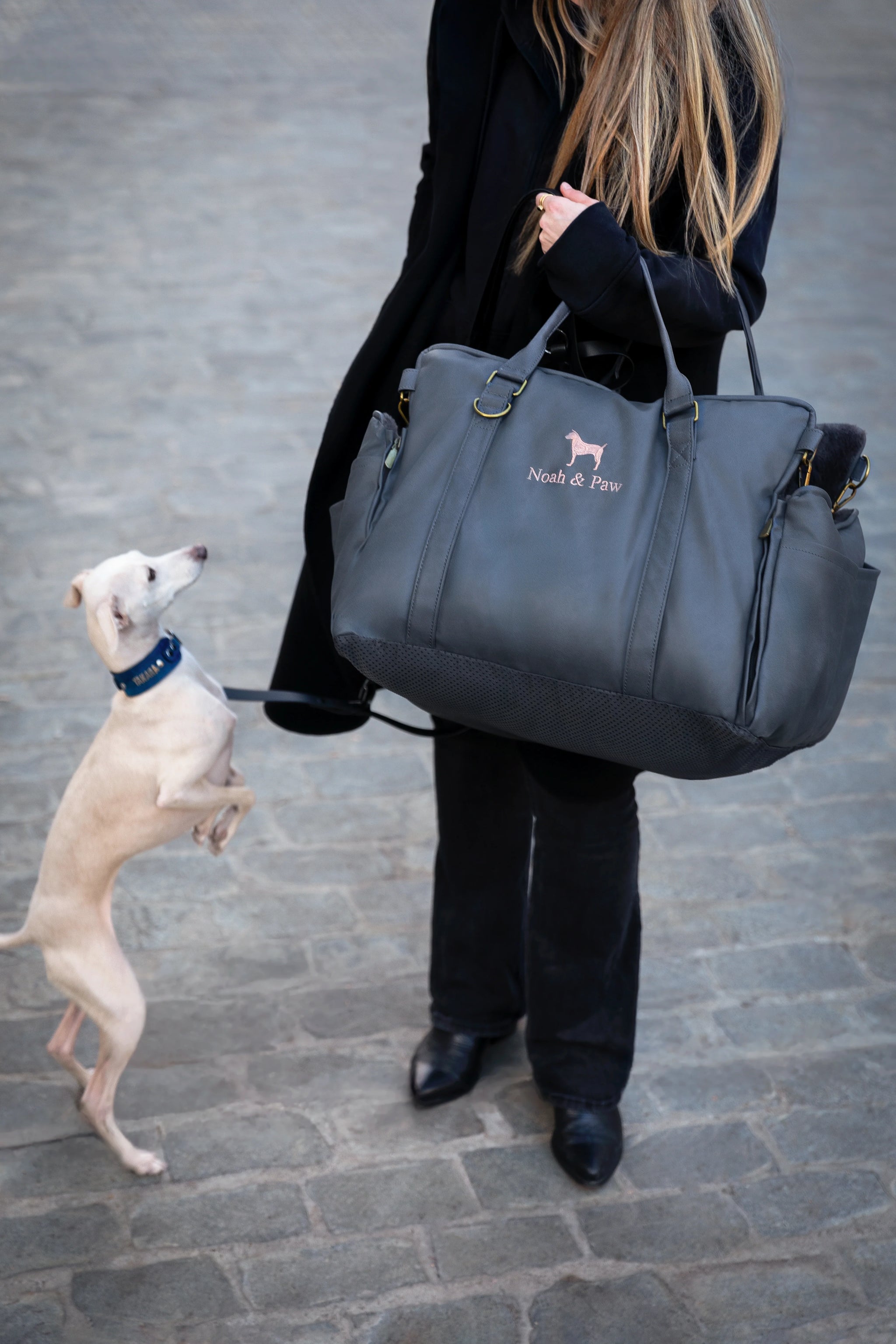 Dog Car Seat Carrier Orthopedic Crushed Foam, Black, Vegan Leather