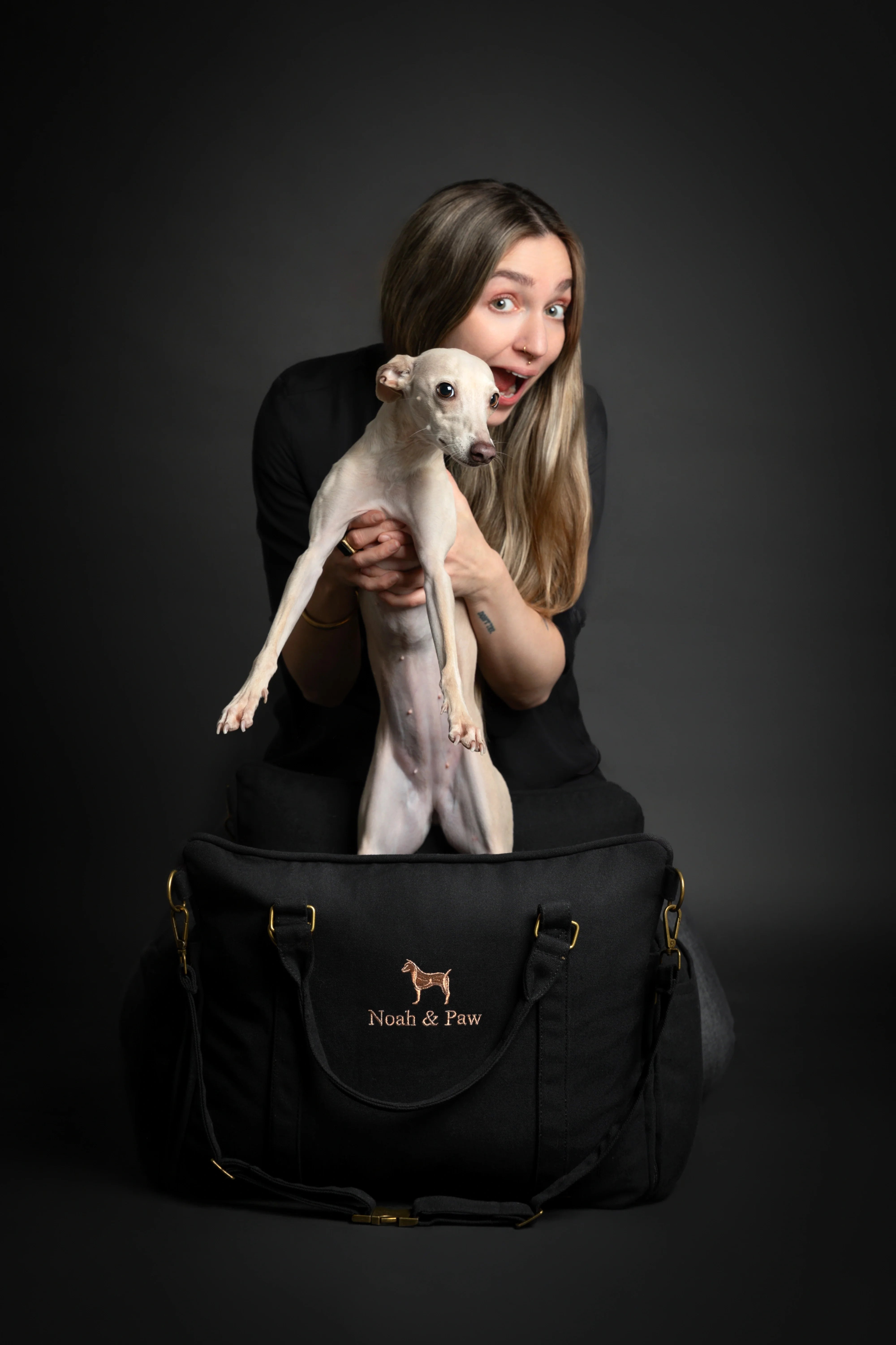 Dog Car Seat Carrier Orthopedic Crushed Foam, Black, Canvas