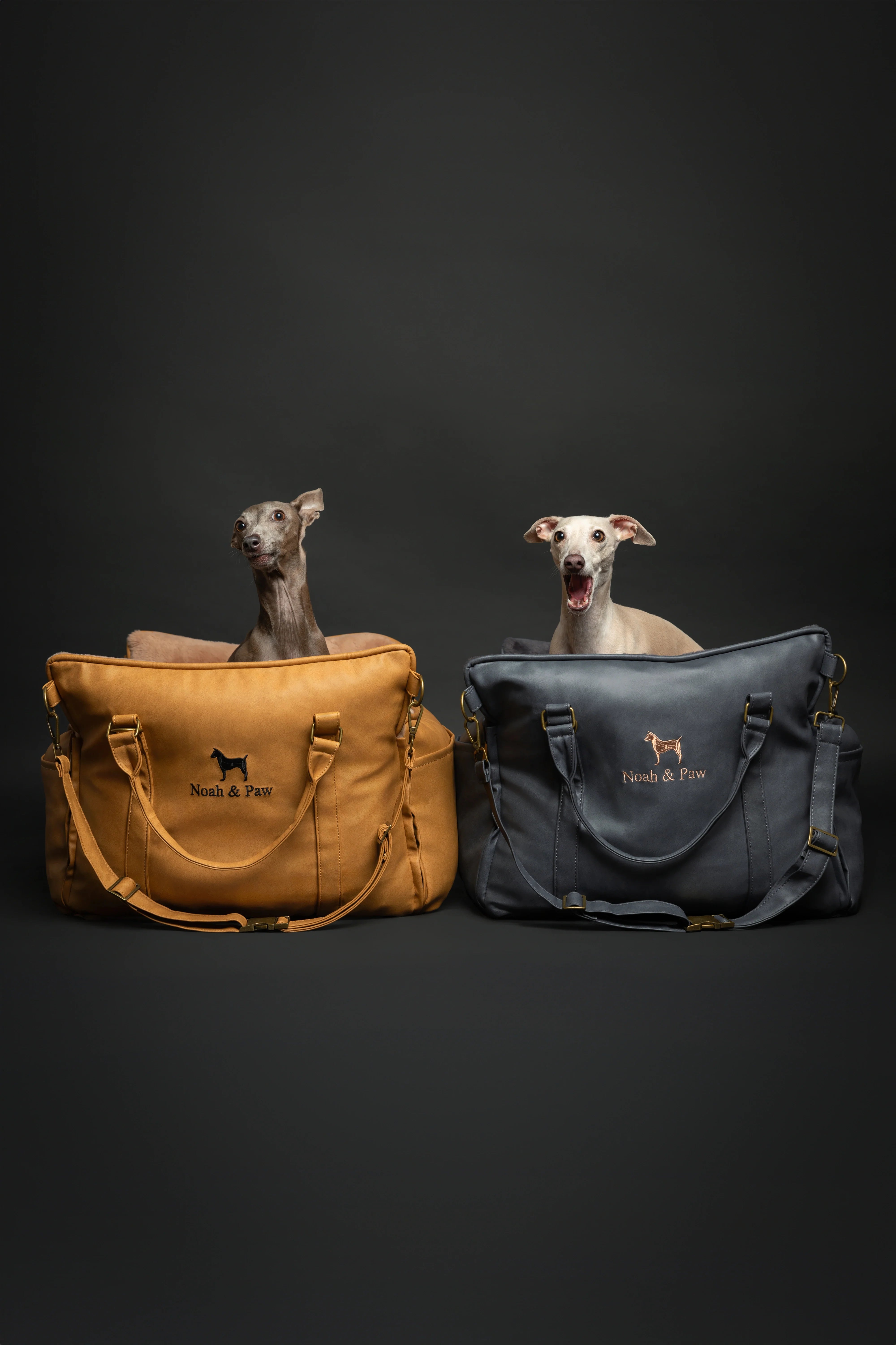 Dog Car Seat Carrier Orthopedic Crushed Foam, Camel, Vegan Leather