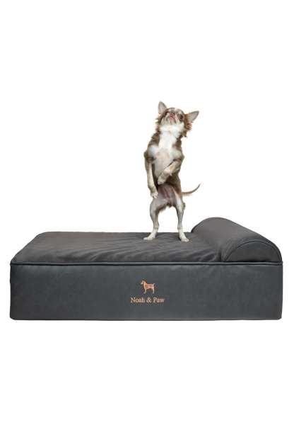 Orthopedic Faux Leather Pet Bed Classic Style - Black - M