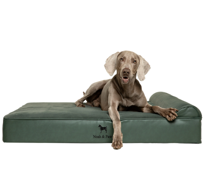 Orthopedic Faux Leather Pet Bed Classic Style - Dark Green - XL