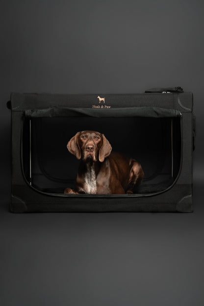 Collapsible Dog Crate Including Pet Mat Ideal for Traveling (Patented Folding)
