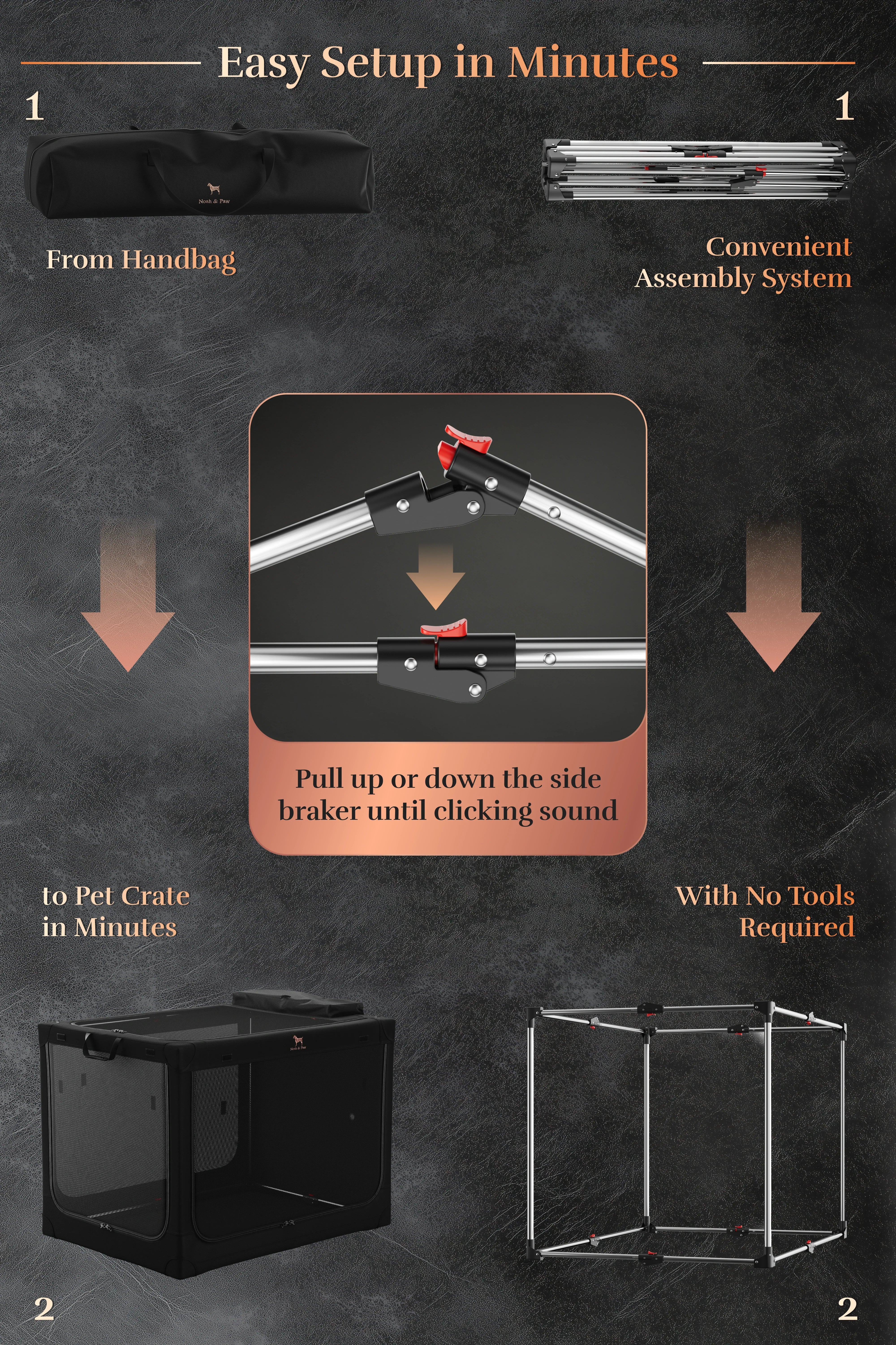 Collapsible Dog Crate Including Pet Mat Ideal for Traveling (Patented Folding)