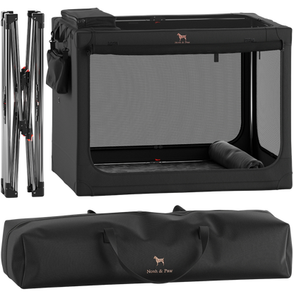 Collapsible dog crate travel | Foldable pet crate comfort - Black - XXL