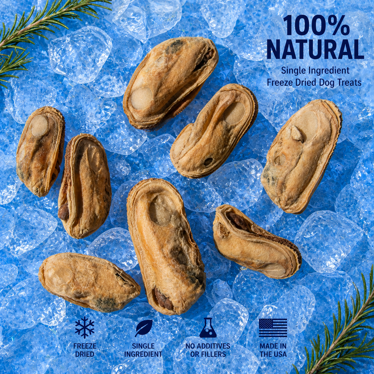 Freeze-Dried New Zealand Green-Lipped Mussel Treats