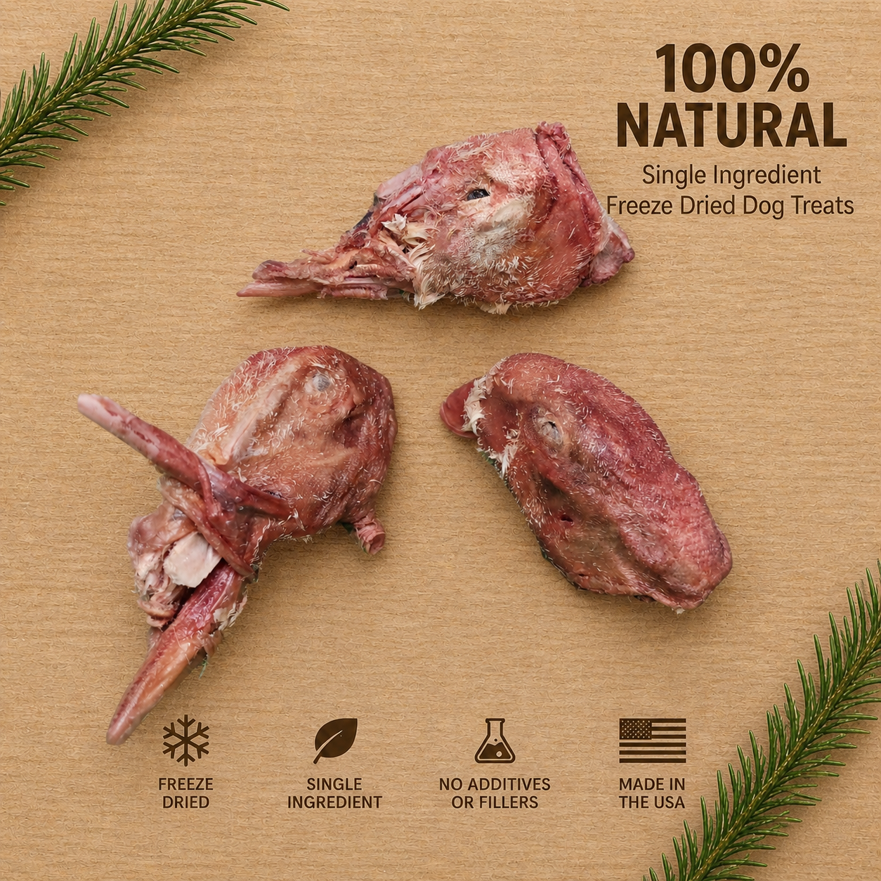 Freeze-Dried Whole Duck Head Dog Treat