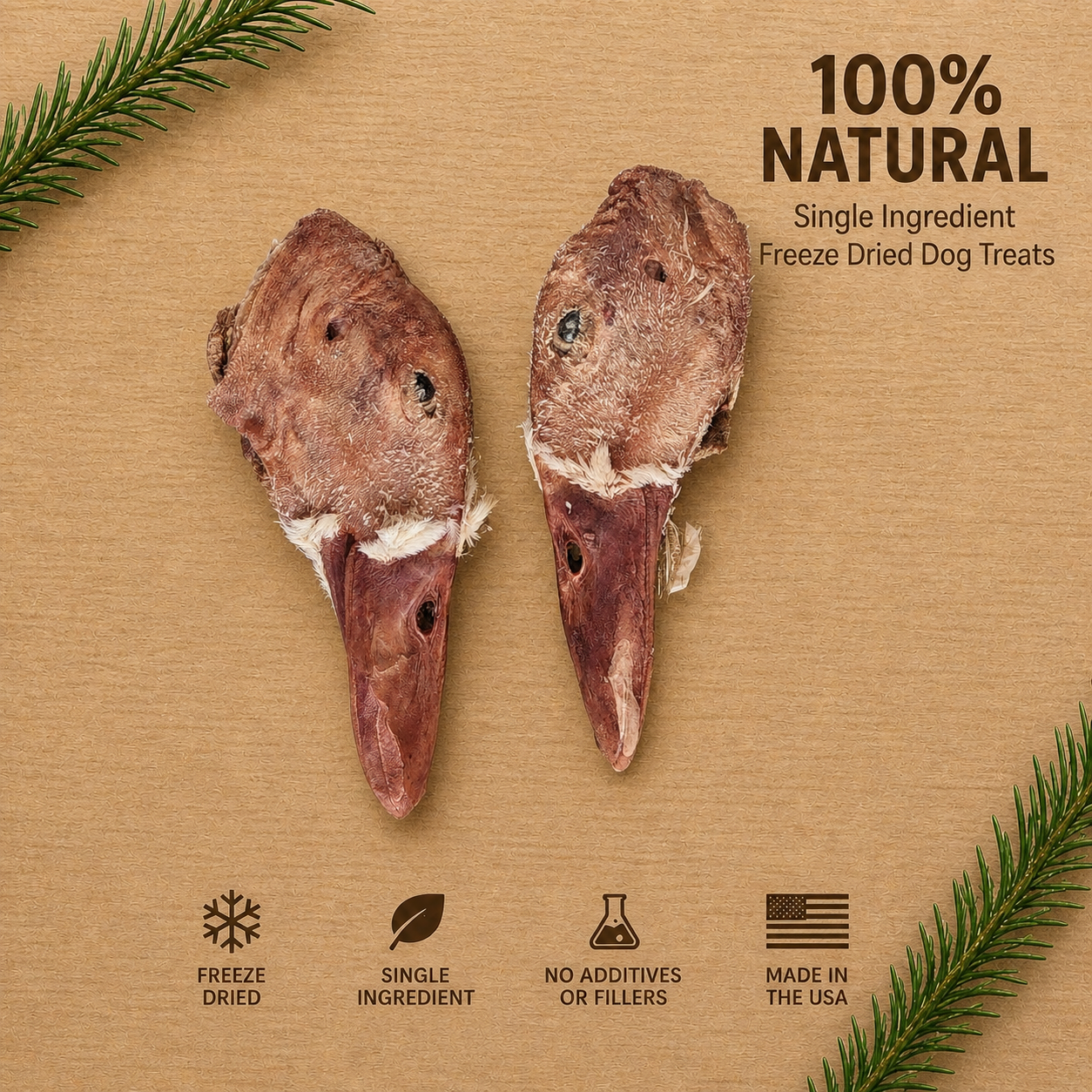 Freeze-Dried Whole Duck Head Dog Treat