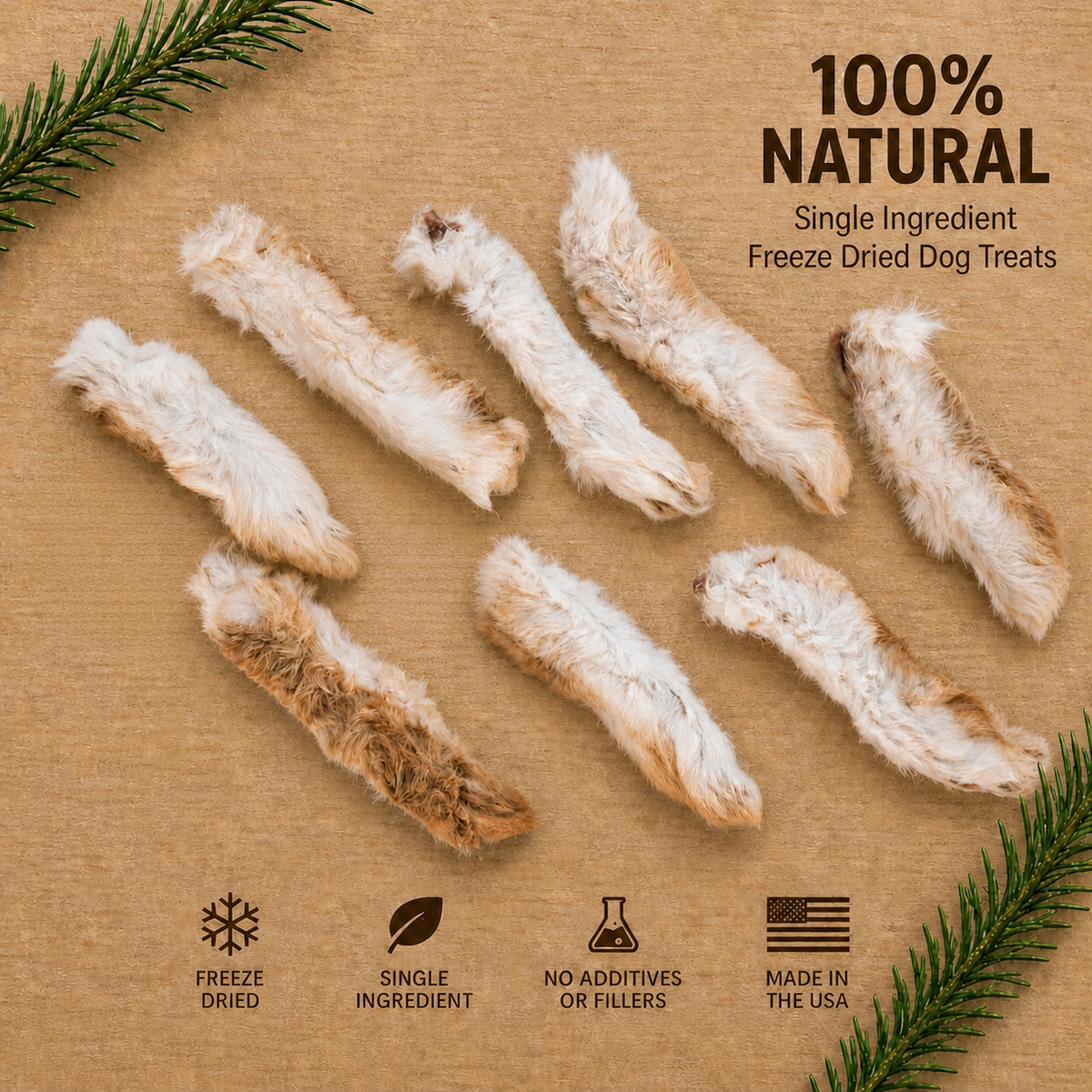 Freeze-Dried Back Rabbit Feet Dog Treats
