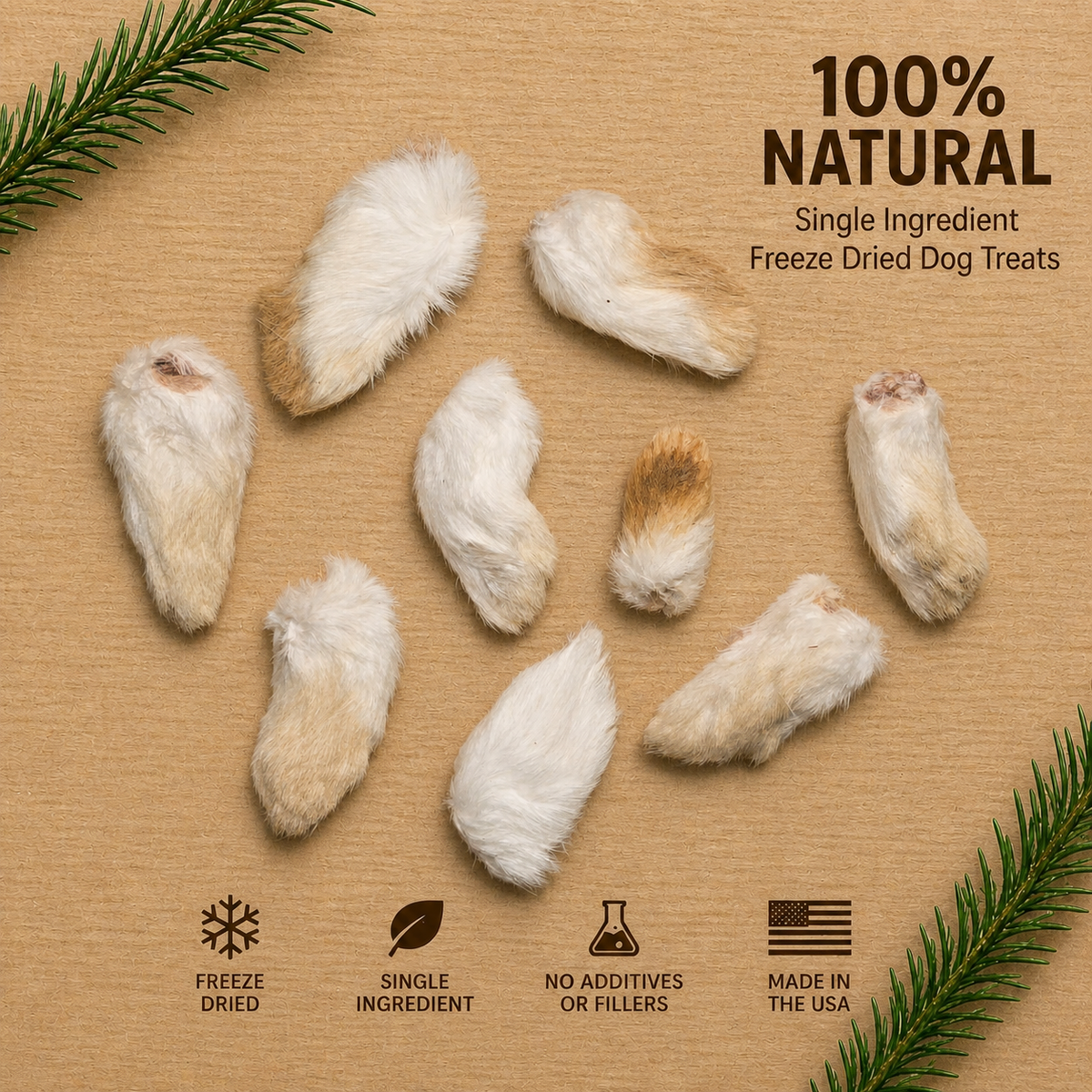Freeze-Dried Front Rabbit Feet Dog Treats
