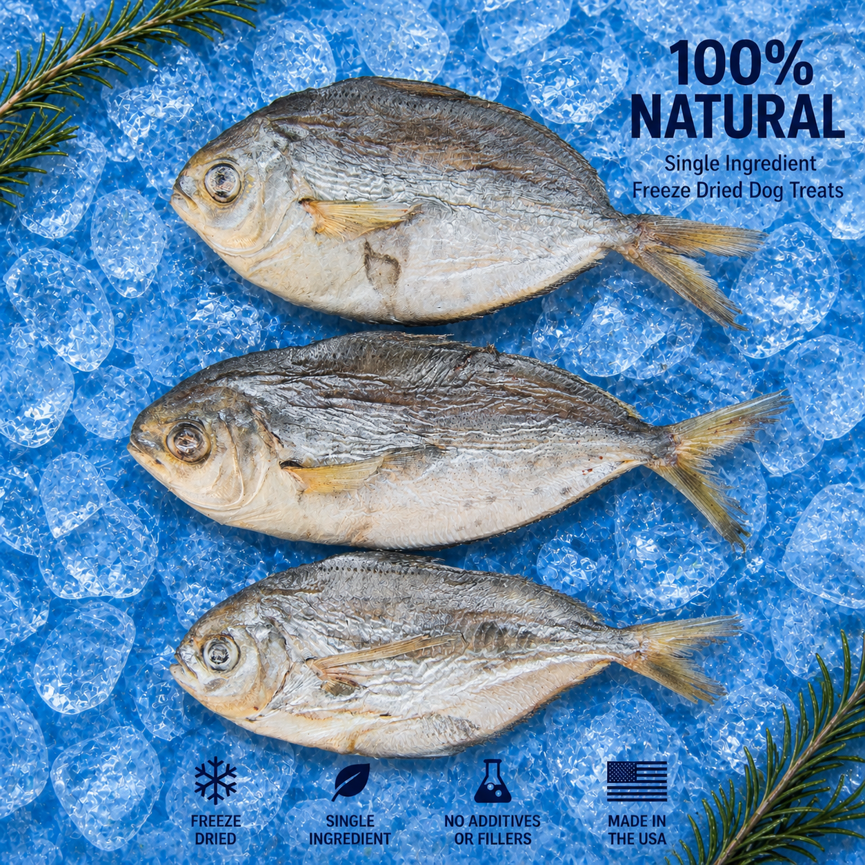 Freeze-Dried Butterfish Dog Treats - Mixed Size