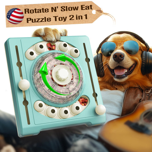KADTC U.S. Brand & Design -2 Levels of Challenge - Spinning Dog Puzzle Toy for Small/Medium/Large Dogs Puzzles Feeder Treat Slow Dispenser Puppy Food Feeding Enrichment Toys Christmas & New Year Gift
