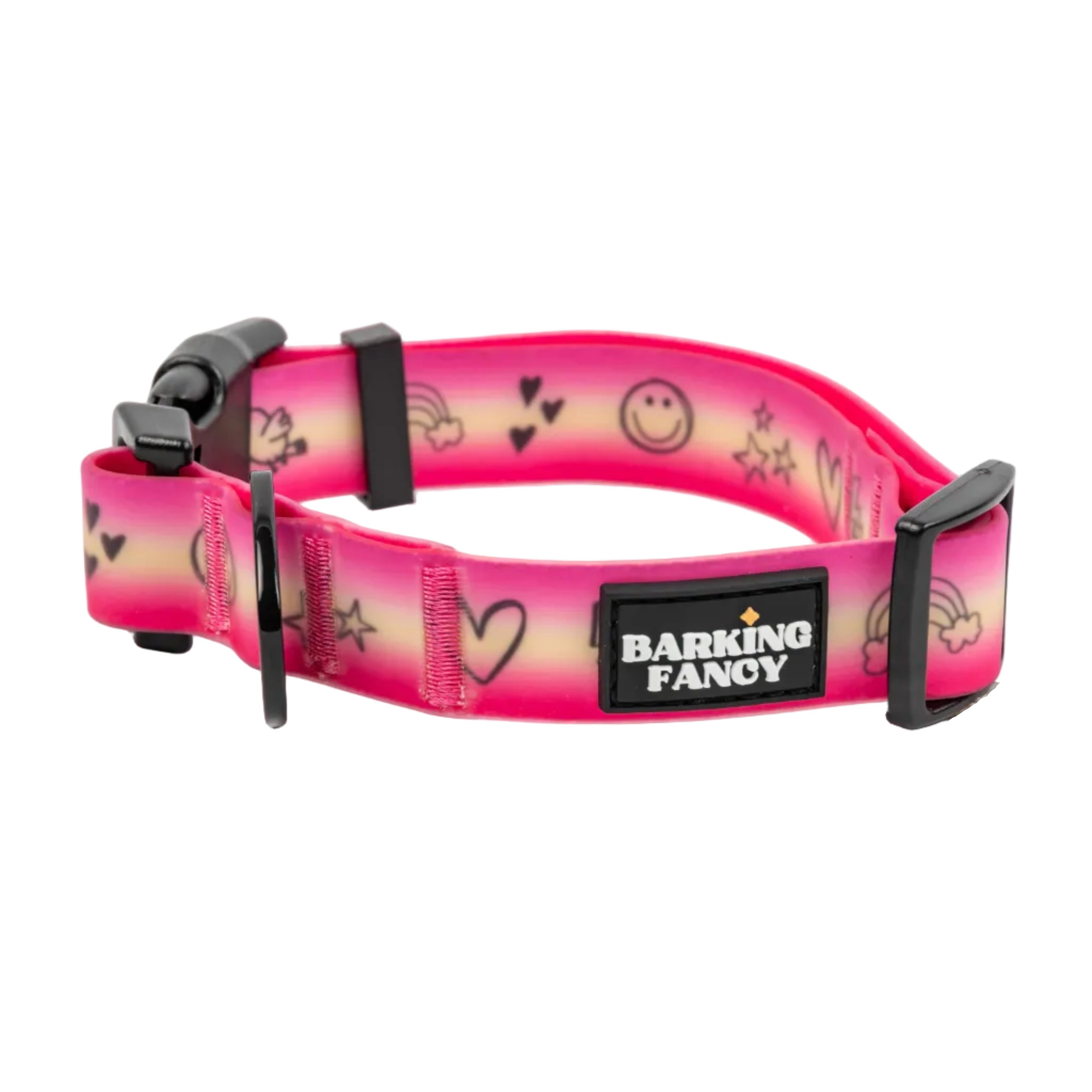Doodles Print Waterproof Dog Collar - Pink Gradient