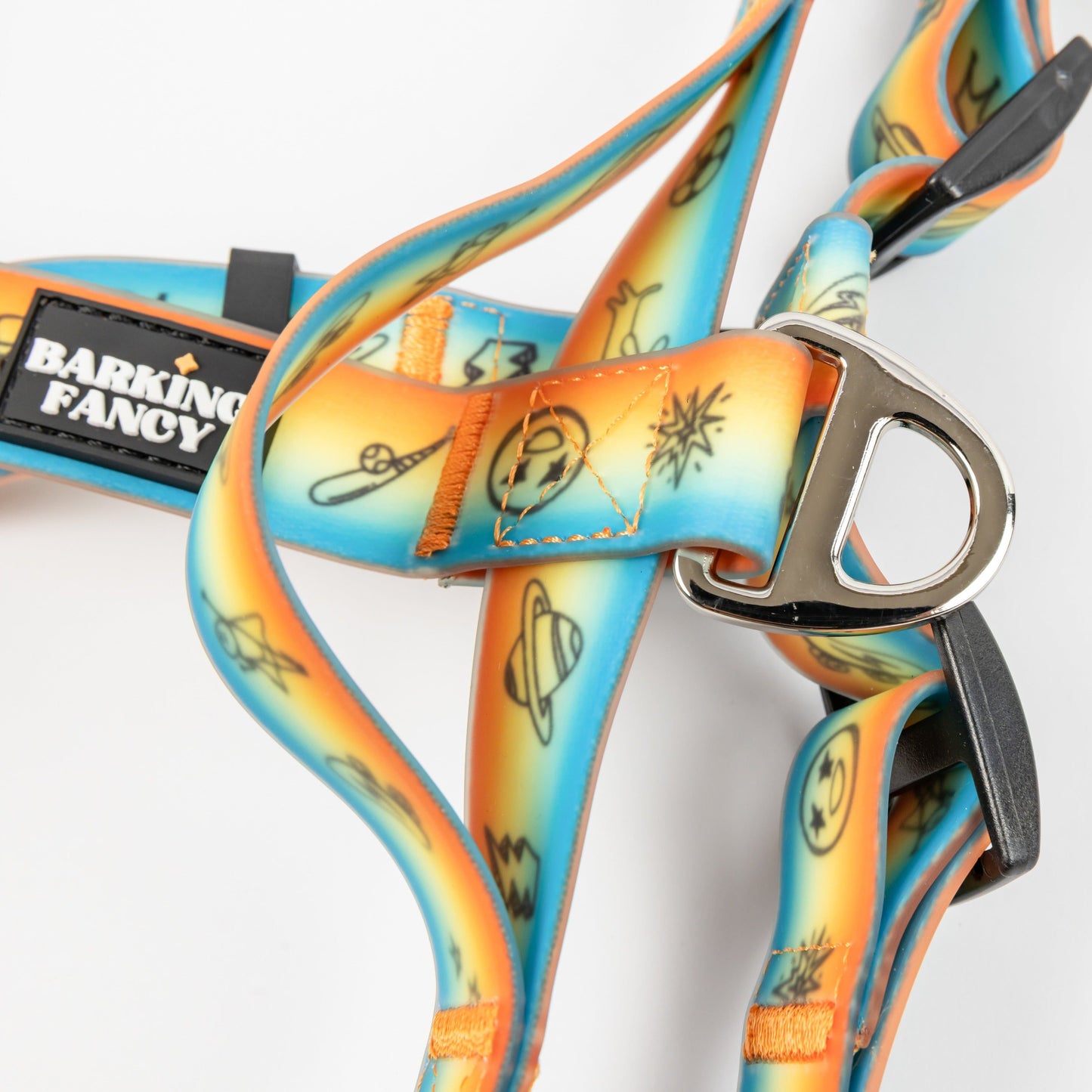 Doodles Print Waterproof Dog Harness - Orange Gradient