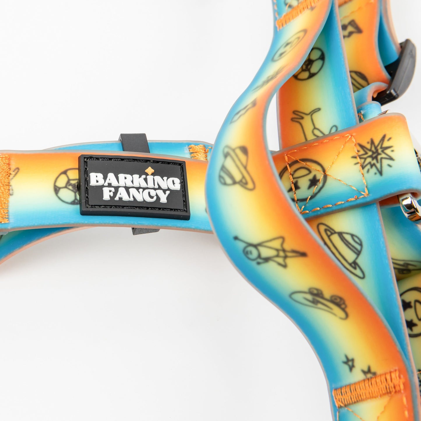Doodles Print Waterproof Dog Harness - Orange Gradient
