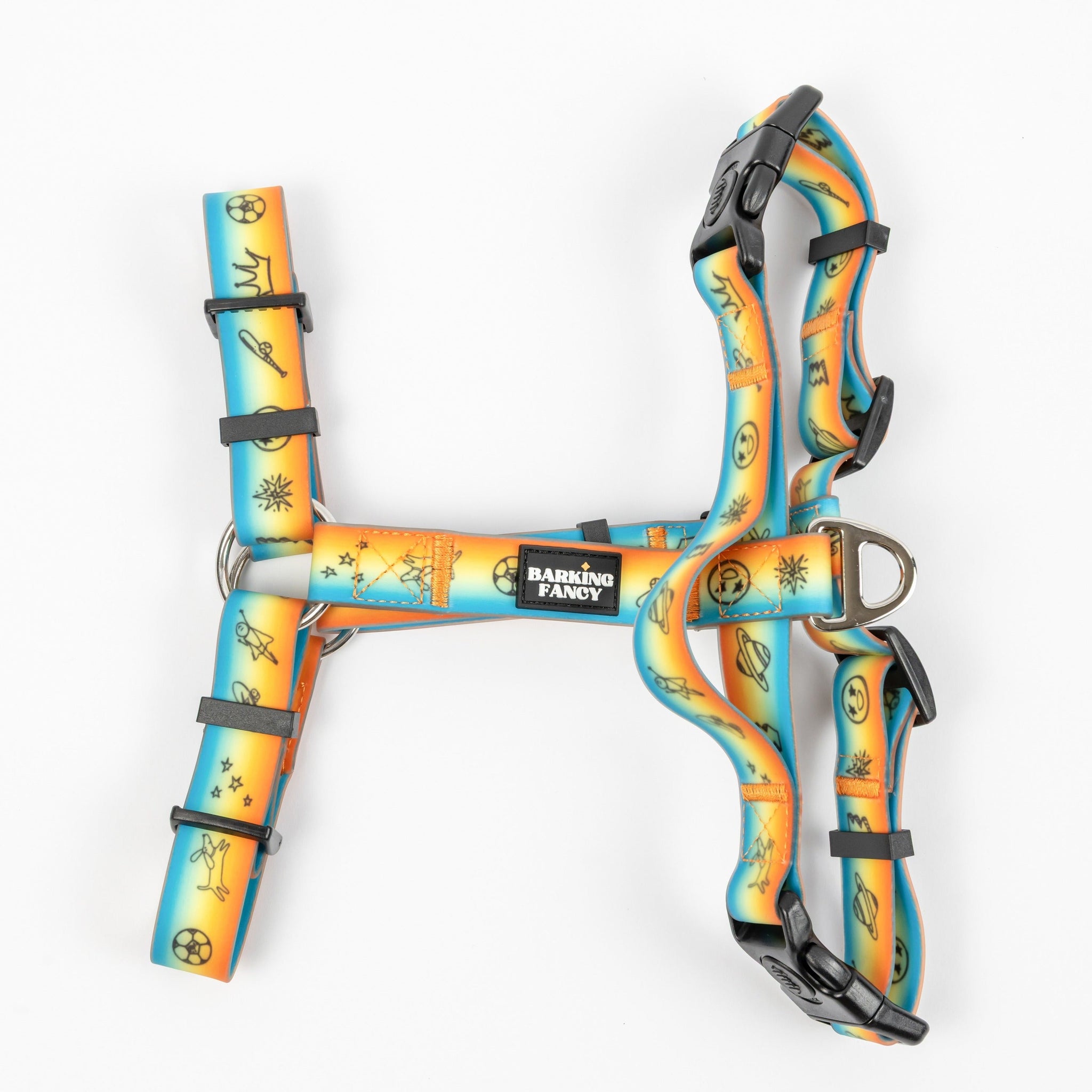 Doodles Print Waterproof Dog Harness - Orange Gradient