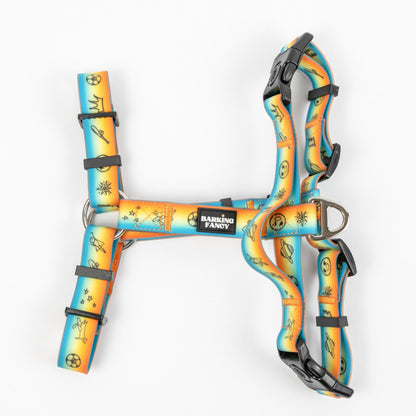 Doodles Print Waterproof Dog Harness - Orange Gradient