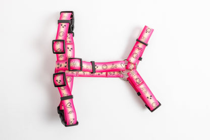 Doodles Print Waterproof Dog Harness - Pink Gradient