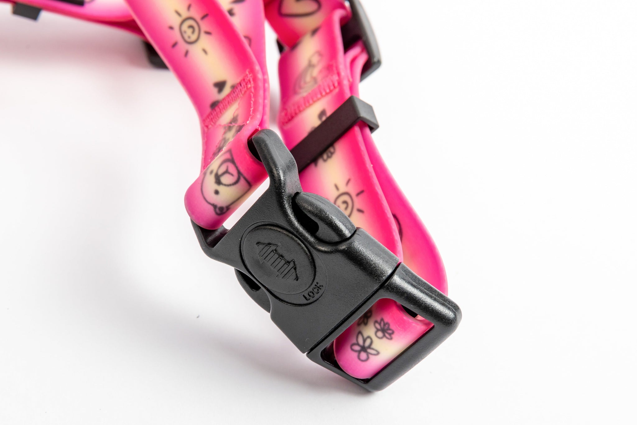 Doodles Print Waterproof Dog Harness - Pink Gradient