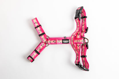 Doodles Print Waterproof Dog Harness - Pink Gradient