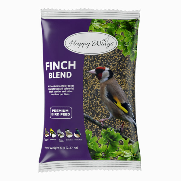 Finch Blend Bird Food - Mix of Sunflower Hearts/Kernels and Nyjer, 5 Pounds - No Grow Seed - For Wild Birds