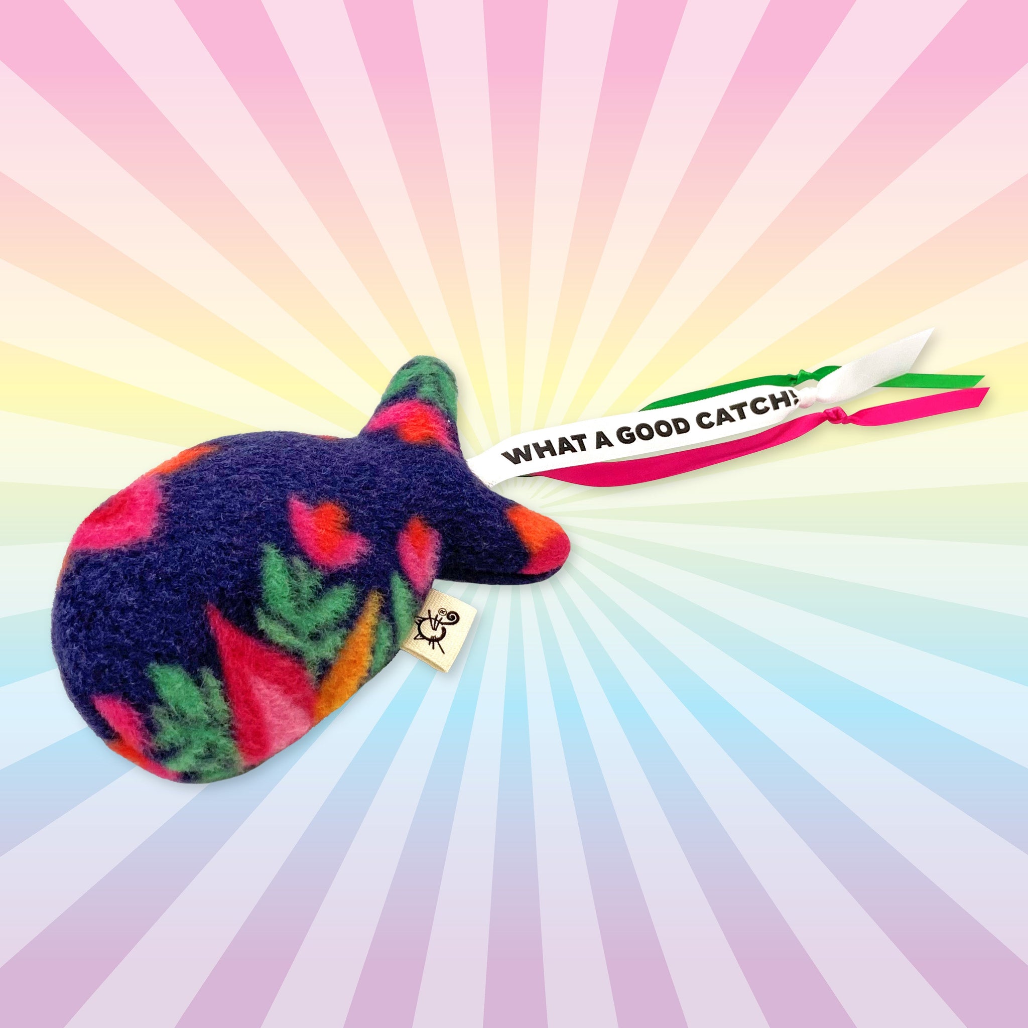 Printed Catnip Fish with Ribbon Streamers