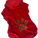 Holiday Plaid Paw Red Velvet Fleece