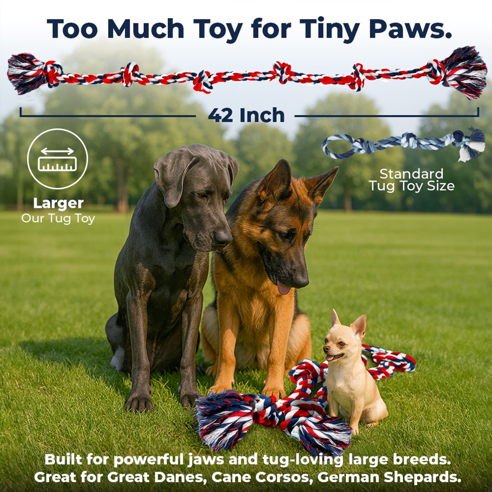 XXL 6 Knot Giant Dog Rope (for XL and XXL Dogs) - 2 PACK, Red