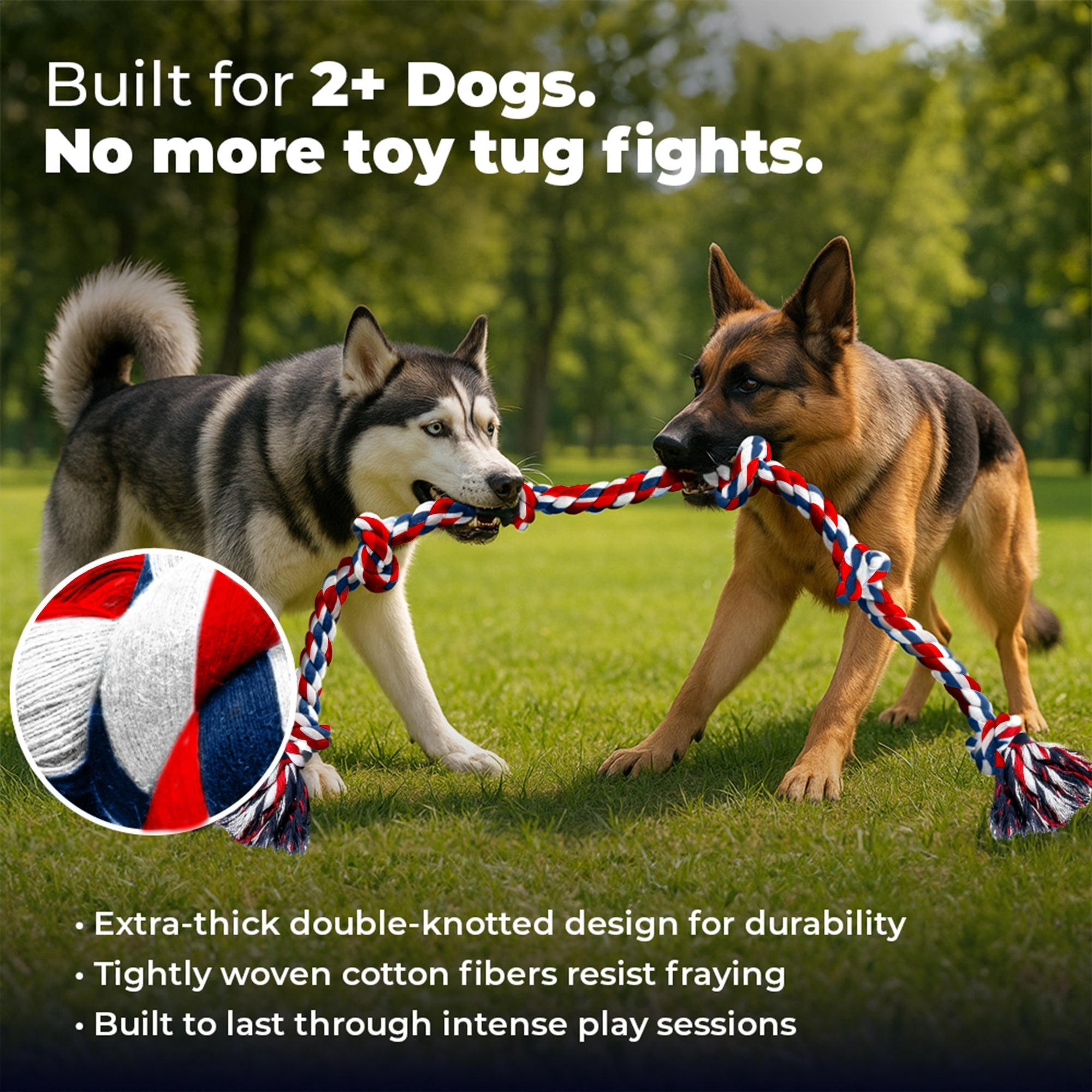 XXL 6 Knot Giant Dog Rope (for XL and XXL Dogs) - Red