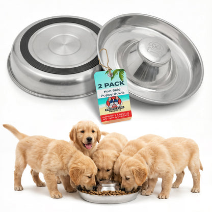 Puppy Bowl for Litters, Slow Feeding Bowl with Grip 11.8 in - 2 Pack