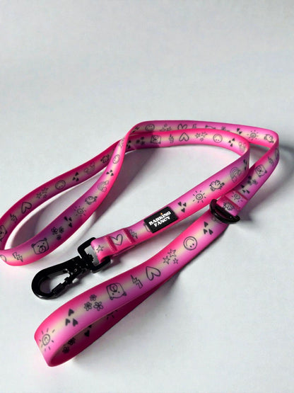 Doodles Print Waterproof Dog Leash - Pink Gradient