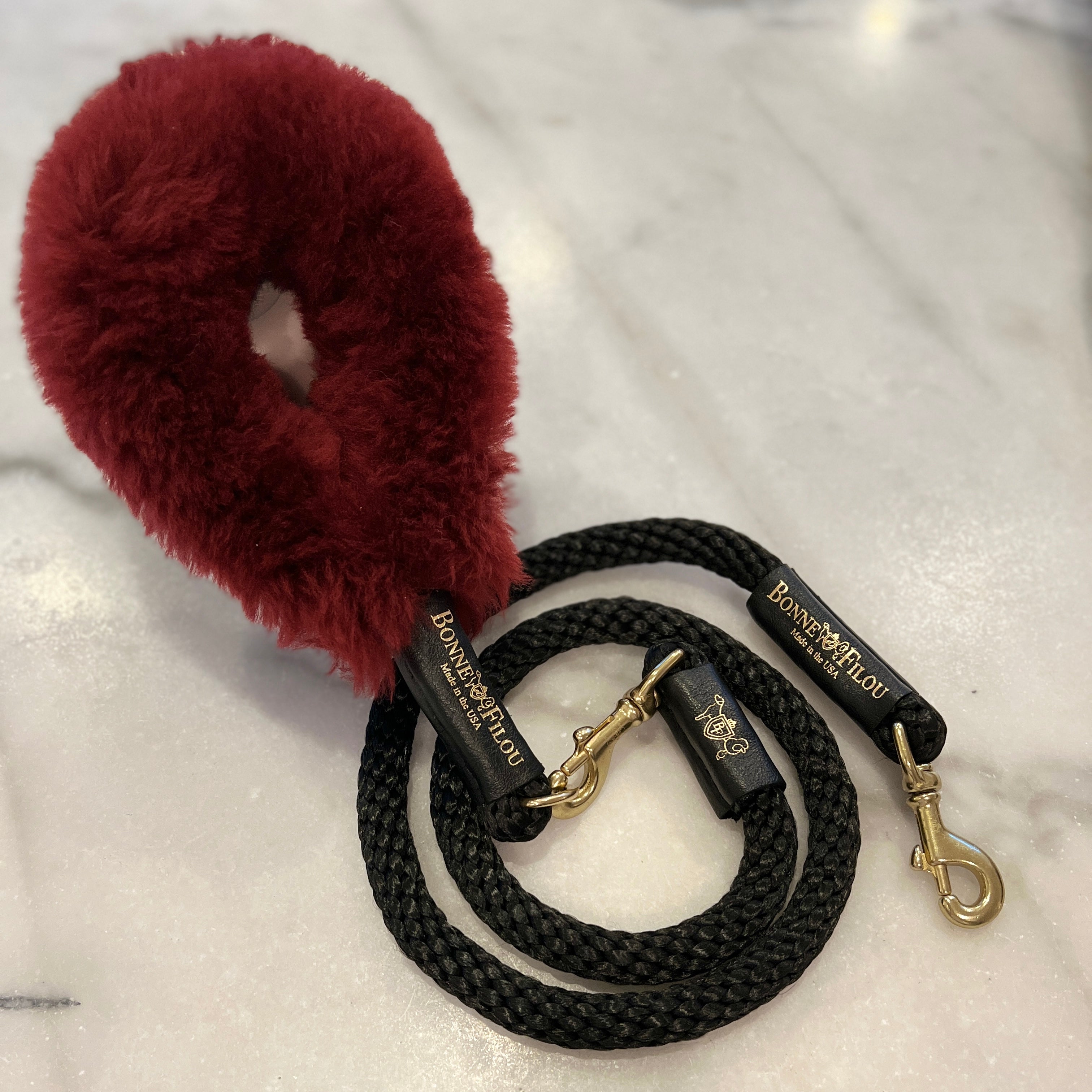 Bundle Shearling Fur Grip + Rope Leash for Dogs - Bonne et Filou