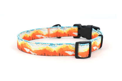Mountainscape Adjustable Dog Collar - Orange