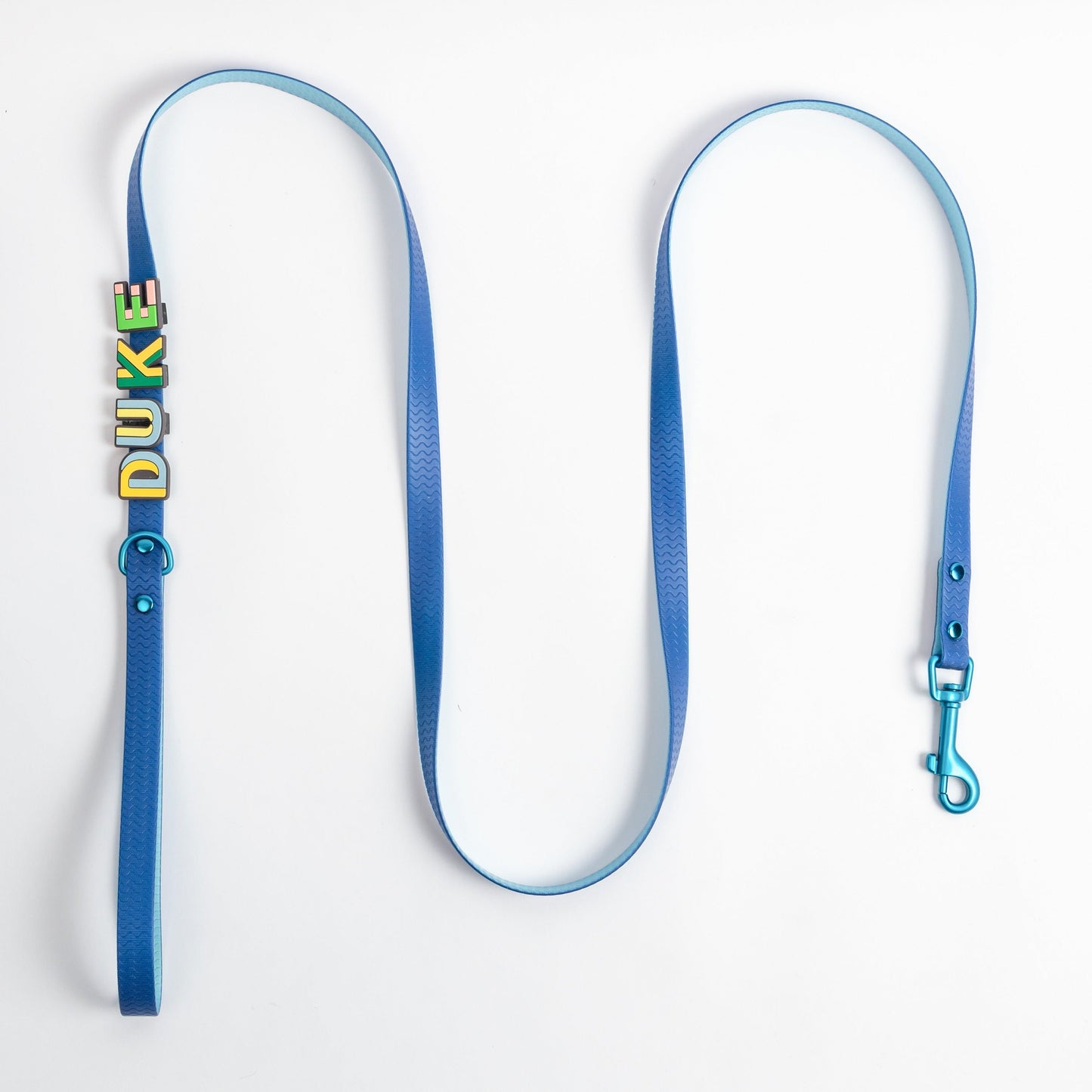 Jelly Waterproof Dog Leash - Blue - Flat Lay