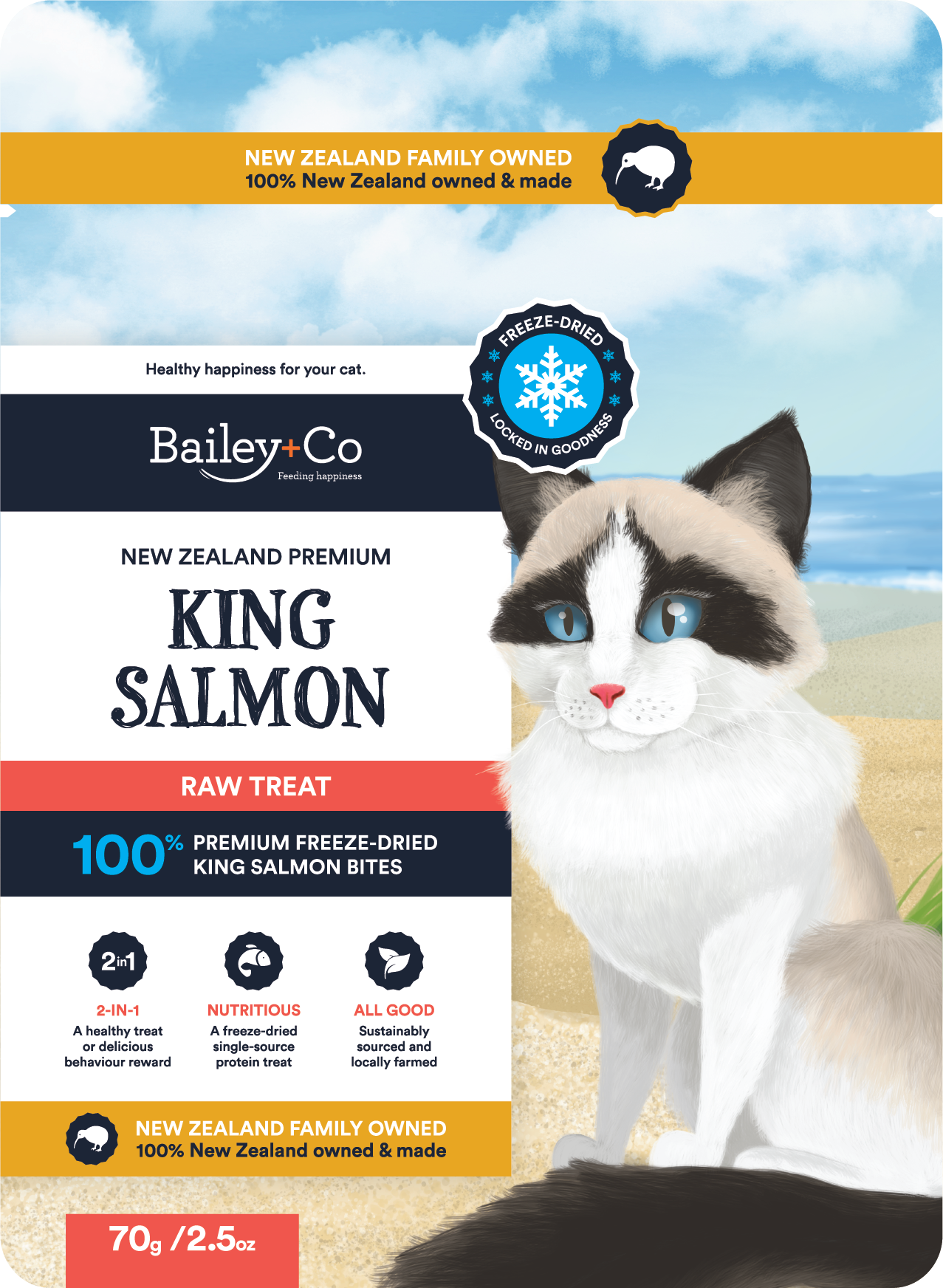 New Zealand Premium King Salmon Raw Treat 70g