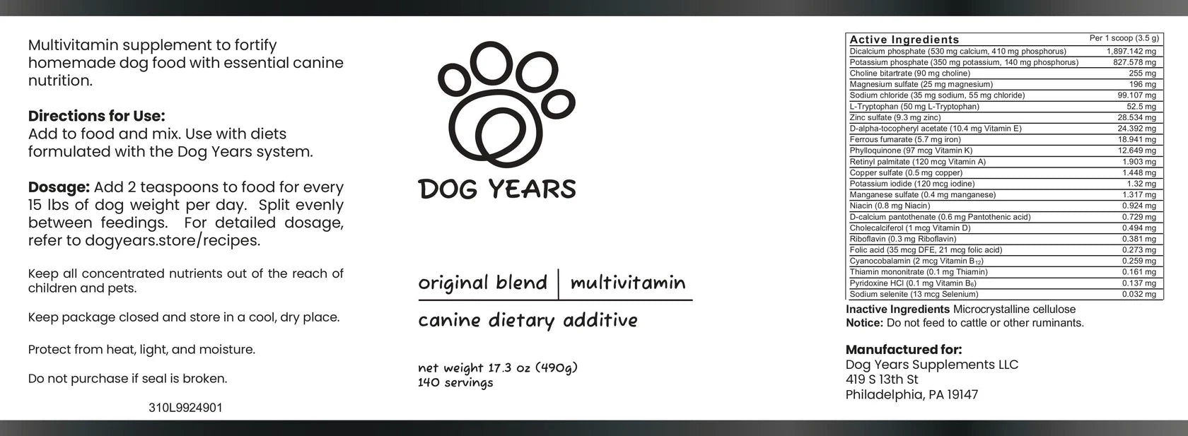 Dog Years Original Blend Multivitamin